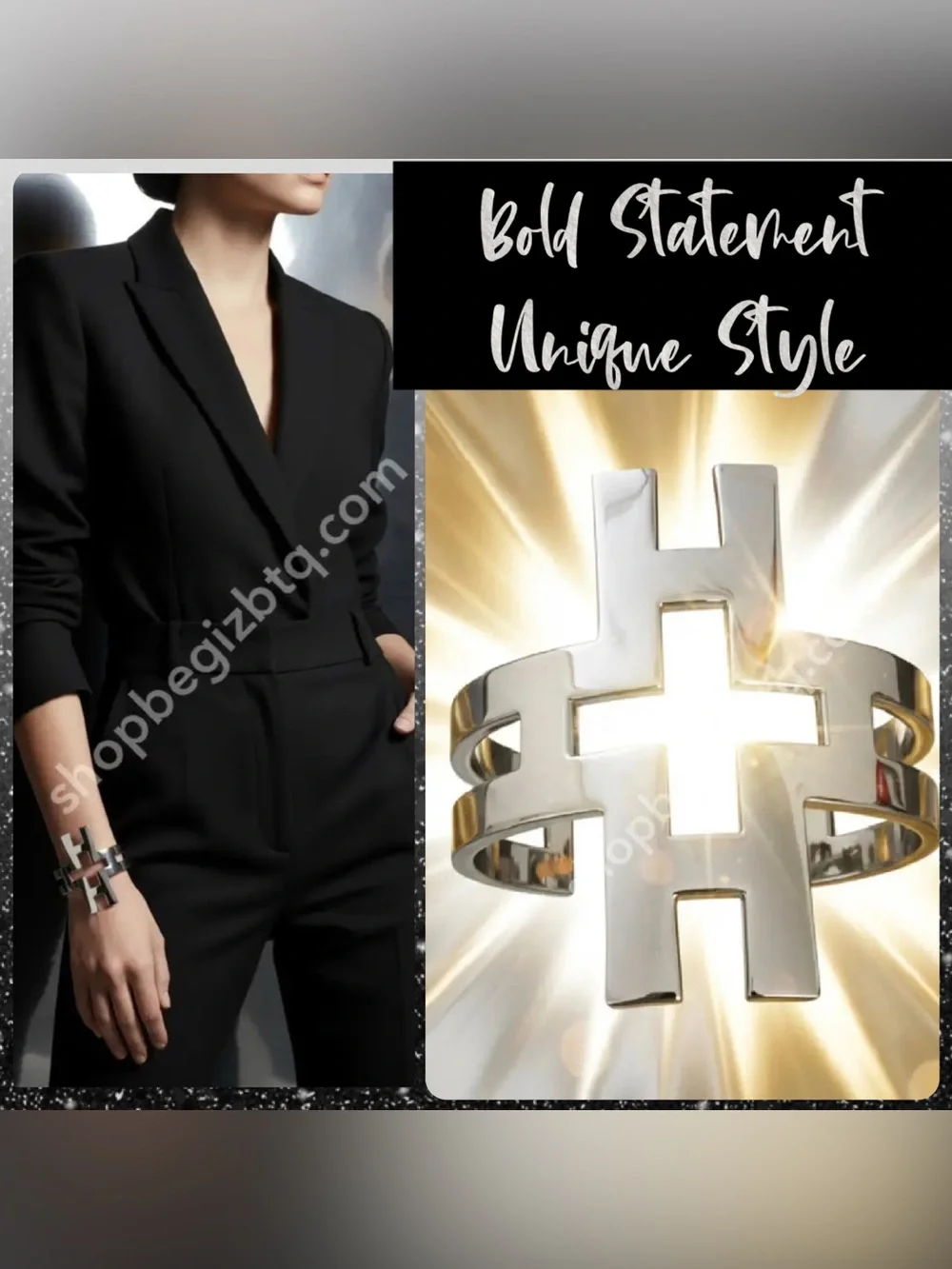 Authentic NWT Tory Burch Bold Statement Polished Silver Hicks Large Cuff Bracele
